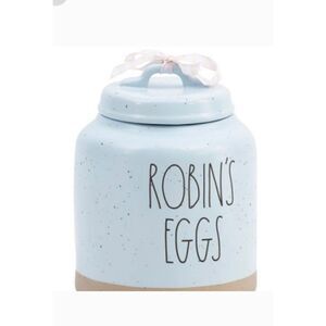 Rae Dunn Robins Eggs 7” canister. Light blue.